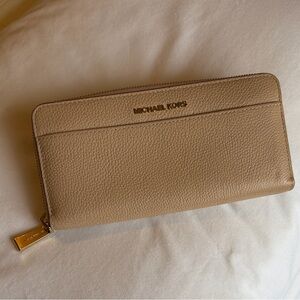 Michael Kors Taupe Leather Zip Wallet